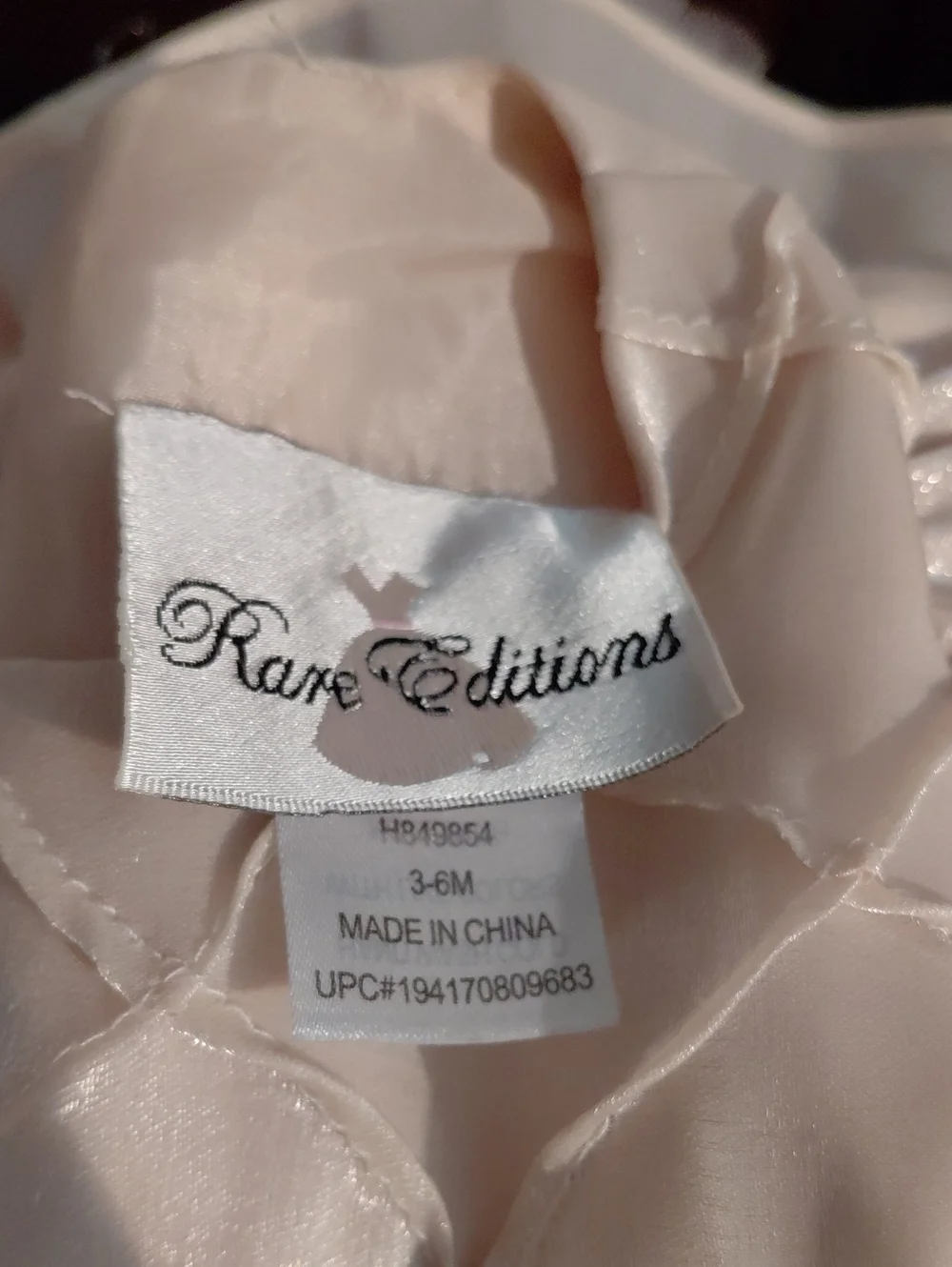 Rare Editions Shimmery Cream Puff Sleeve 3-6 Months Infant Dress NWT